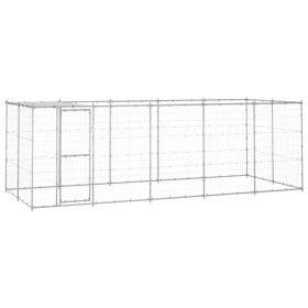 Outdoor Dog Kennel Galvanized Steel with Roof 130.2 ft²