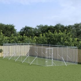 Outdoor Dog Kennel Silver 13.1'x39.4'x6.6' Galvanized Steel