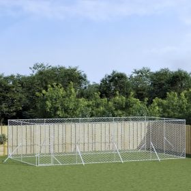 Outdoor Dog Kennel Silver 26.2'x13.1'x6.6' Galvanized Steel