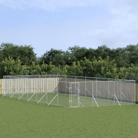 Outdoor Dog Kennel Silver 19.7'x45.9'x6.6' Galvanized Steel