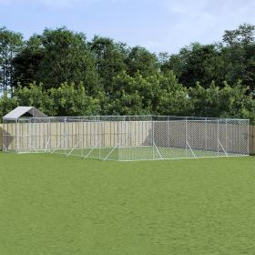 Outdoor Dog Kennel with Roof Silver 32.8'x26.2'x8.2' Galvanized Steel