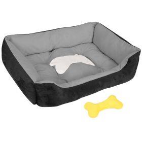 Pet Dog Bed Soft Warm Fleece Puppy Cat Bed Dog Cozy Nest Sofa Bed Cushion Mat For S/M Dog (Option: Black_L)